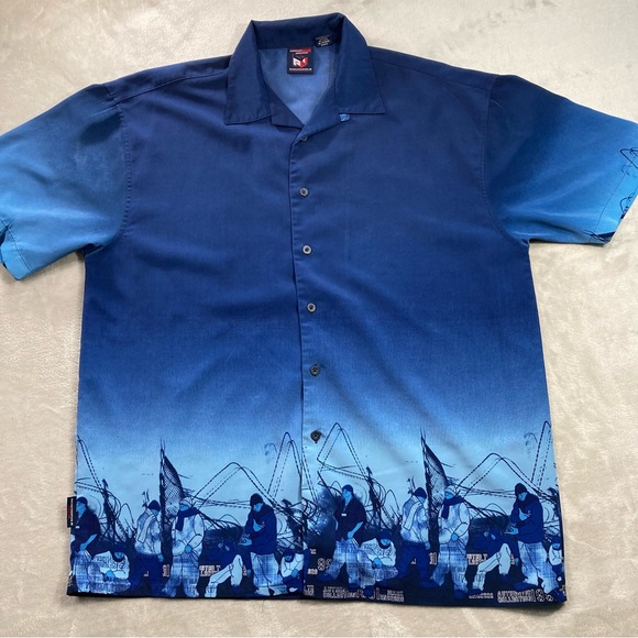 Vintage Southpole Button Up Shirt Y2K Baggy Urban AOP Hip Hop Streetwear 90s - Picture 2 of 12